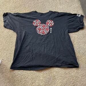 Rare oversized Black and red Mickey Mouse‎ Disney x Neff collab checkered tee